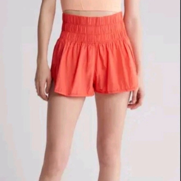 FP Movement The Way Home Shorts Orange Lined Size Small High Elastic Waist - Picture 3 of 6
